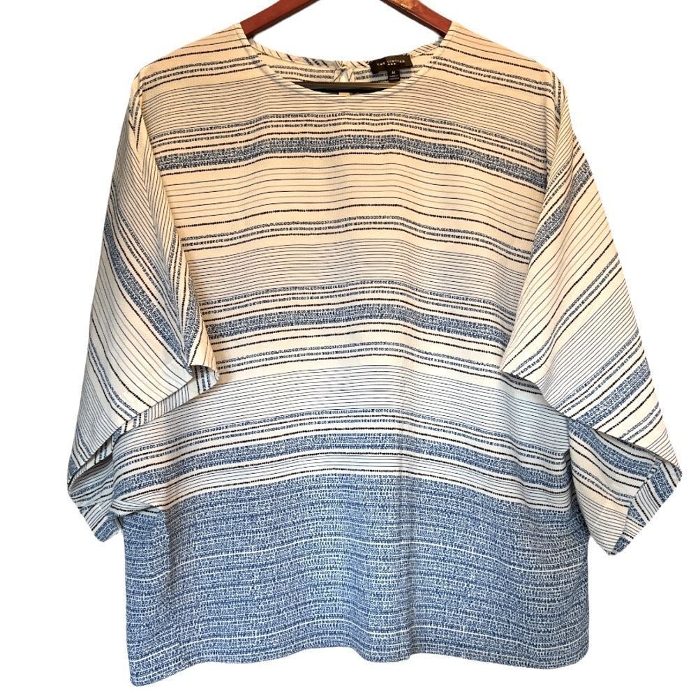 THE LIMITED square stripe tunic oversized arms, Size M Blues & Cream